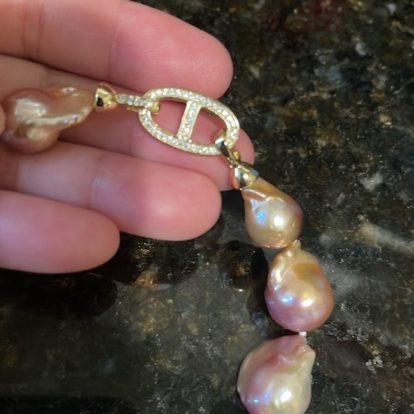 Irregular Genuine Natural Large Baroque FreshWater Pearl Choker Chunky 16” - Picture 11 of 11